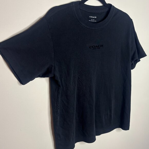 Coach Outlet Black Signature Logo T-Shirt Size Small S Cotton Crew EUC Women's - Picture 4 of 7
